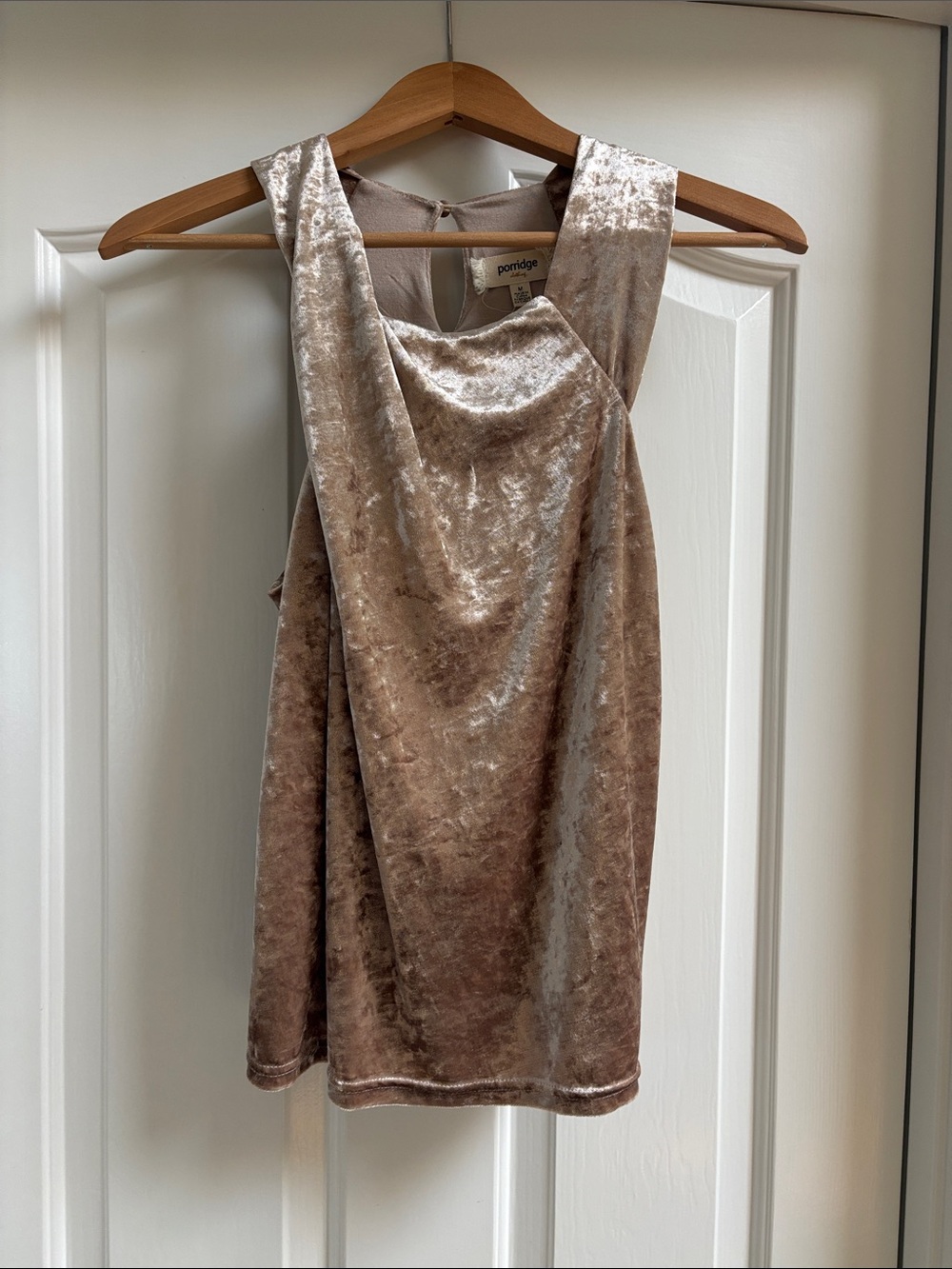 Porridge Velvet Scoop Neck Tank Top in Taupe